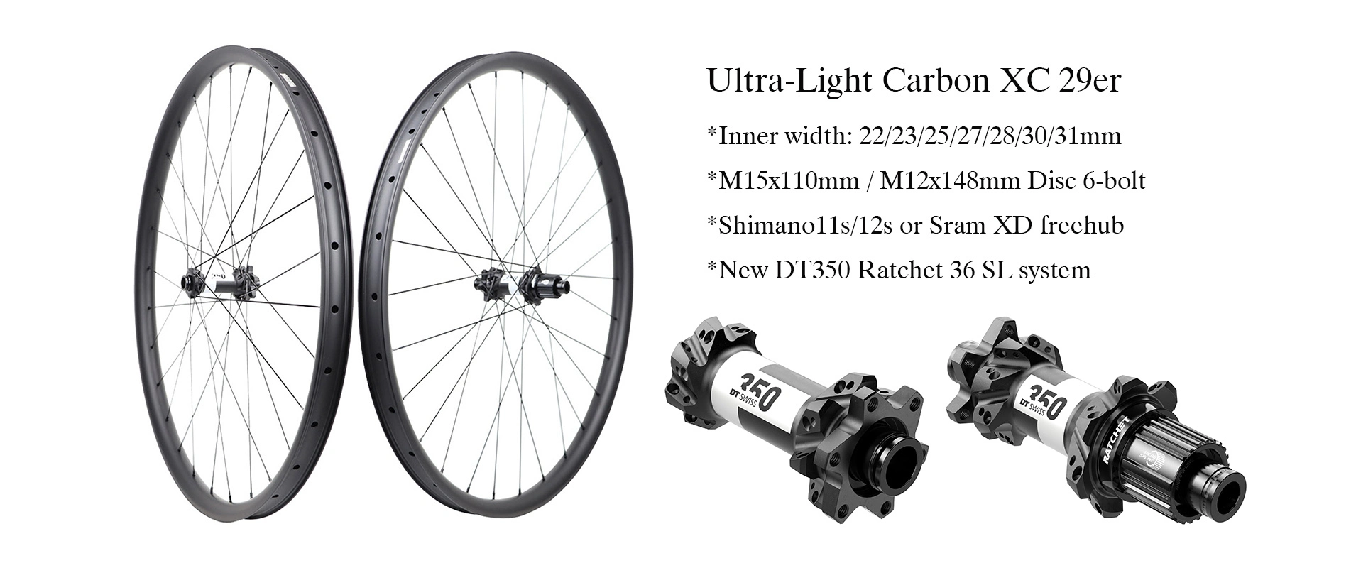 Ultra Light Carbon XC 29er MTB wheelset
